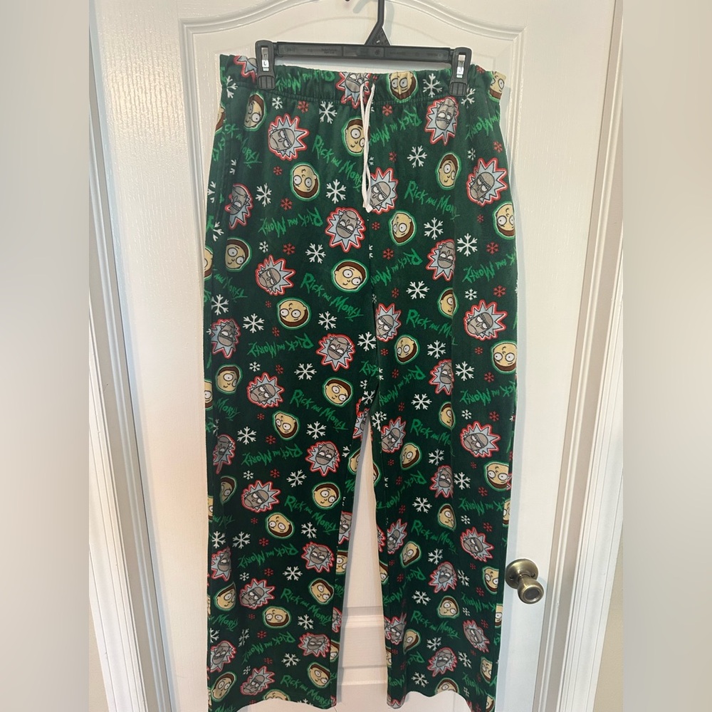 Rick and Morty Cartoon Network Green Pajama Pants Lounge Sleep Bottoms